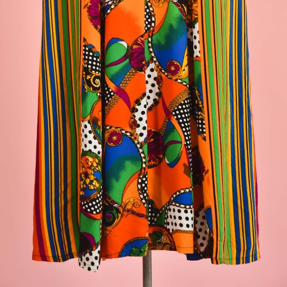 90s Vintage Colorful Striped Summer Maxi Dress - Picture 10 of 11